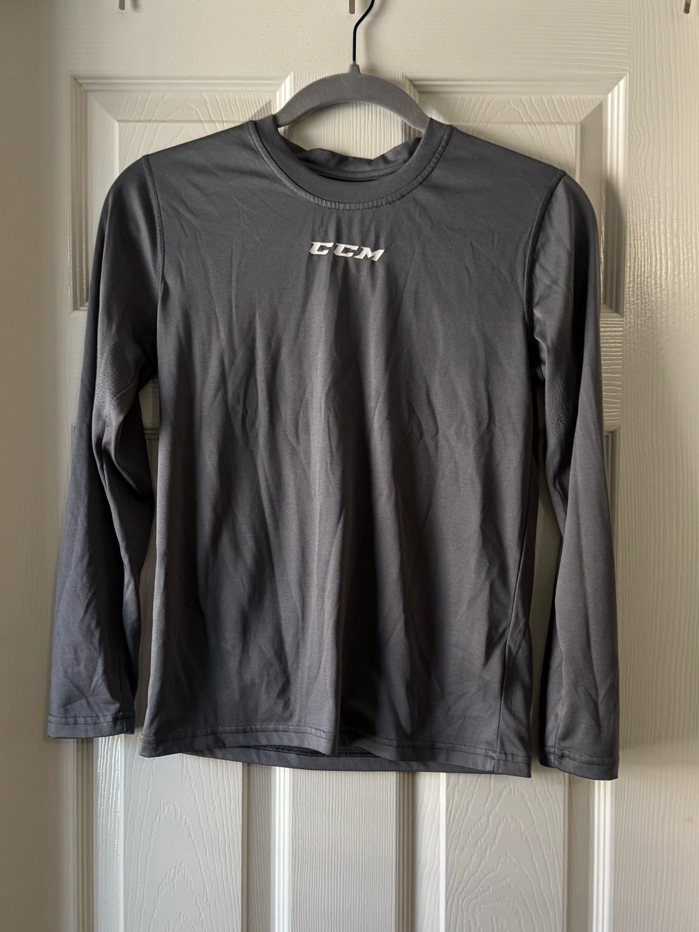 CCM Kid’s Long-Sleeve Performance Shirt - Gray (YL)